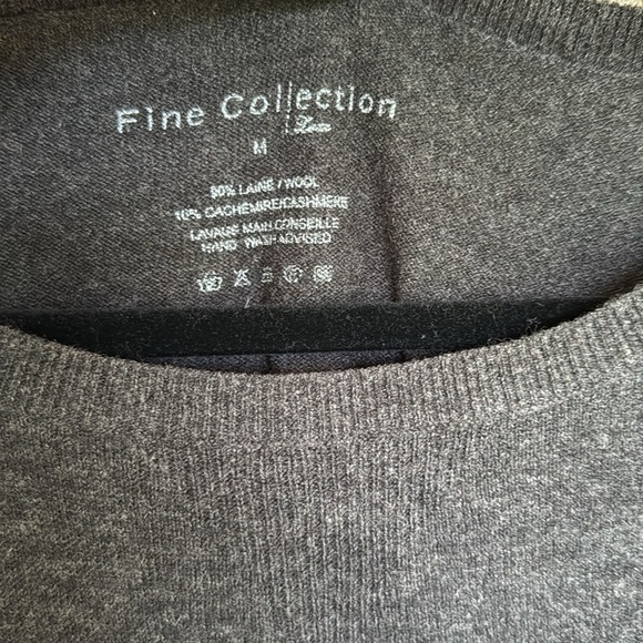 Fine Collection Dark Gray Wool and Cashmere Sweater - Picture 3 of 4
